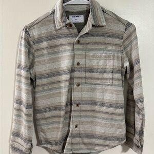Old Navy Kids Striped Button Down Shirt - Gray and Tan
